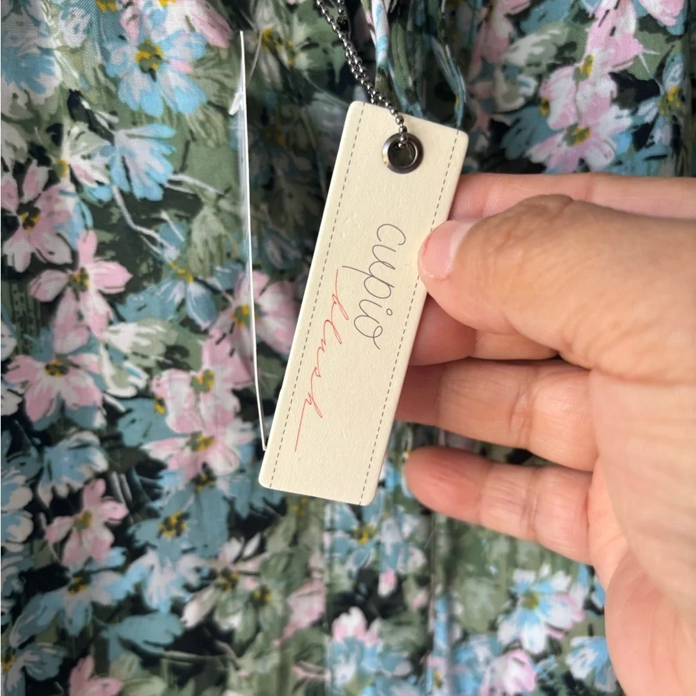 Floral Print Women's Blouse in Green - Picture 4 of 8